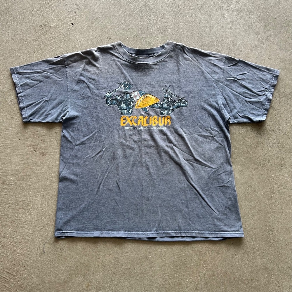Vintage 90s Excalibur Shirt Size XXL Blue Hotel Casino Las Vegas